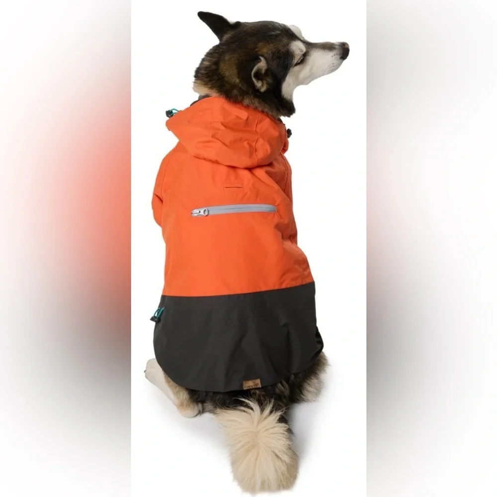 ORVIS dog rain coat/ jacket. All-Season waterproof 3-in-1. Orange, black. M. NWT